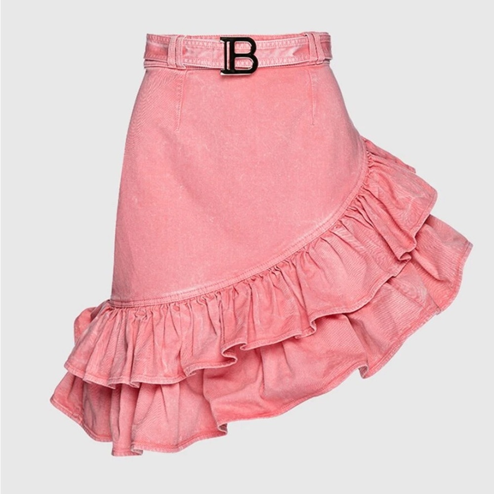 NWT Balmain Ruffle Asymmetric Skirt
